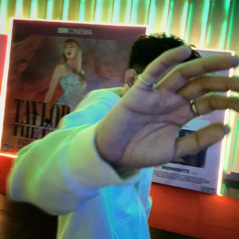 Person covering the camera lens