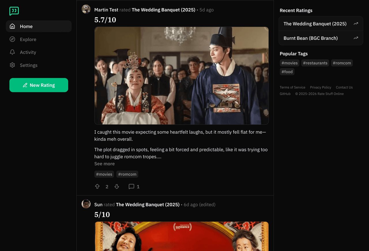 Rate Stuff Online screenshot